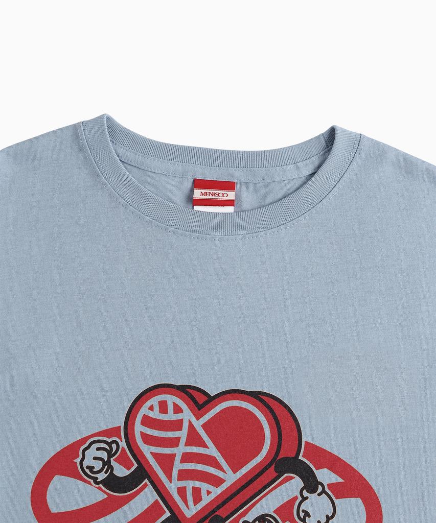 Minasu New Big Hearttrack Graphic T Shirt_Skyblue