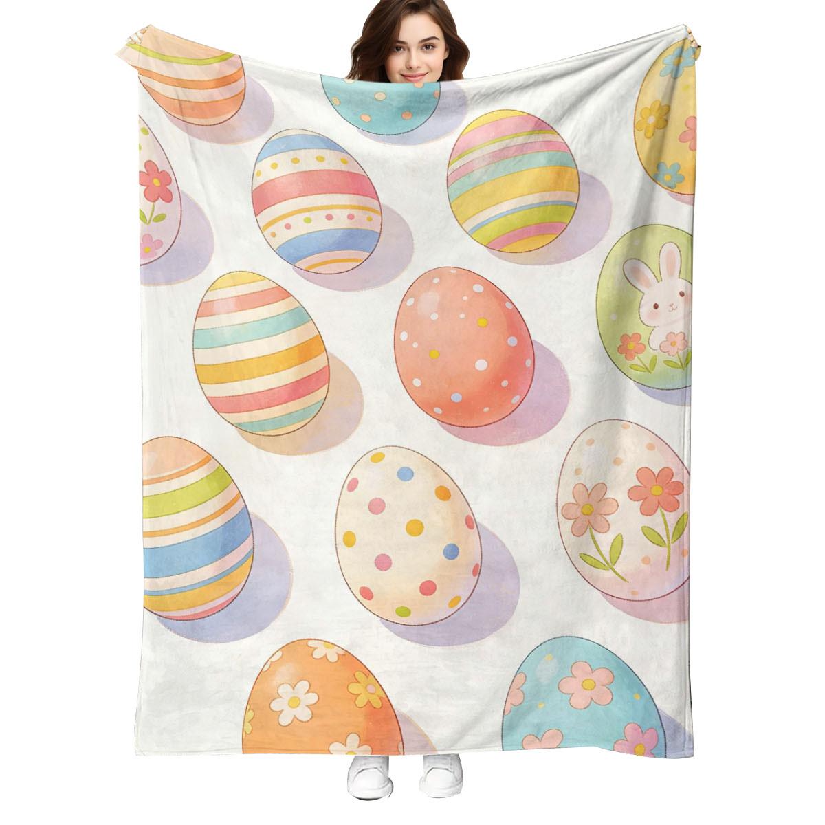 

Four season name blanket flannel blanket Multi colored Easter egg pattern Easter gift quilted design Suitable for camping 75x100cm (30x40inch)