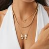 Cute Metal Bow Pendant Necklace Necklace Sweet Cool Style Imitation Pearl Necklace Women