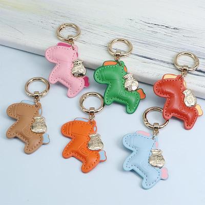 Handmade Leather Rocking Horse Keychain Pendant - Cartoon Style