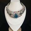 Fashion Vintage Crystal Necklace Alloy Gold Inlaid Rhinestone Colored Pendant Accessories
