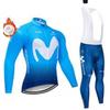 Winter Thermal Cycling Jersey Bib Pants Set Men Women Long Sleeve Fleece Warm Mountain Bike Outfit