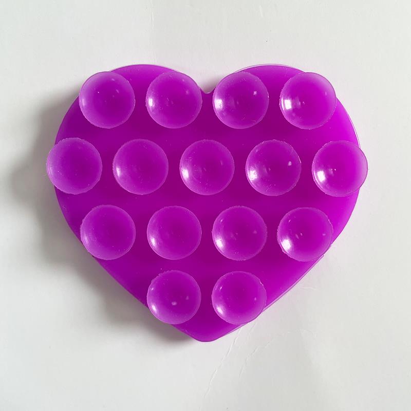 1pcs Heart Suction Cup Phone Mount Sticky Mobile Phone Stand Strong Grip Holder Silicone Double-Sided Phone Case for Selfies
