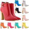 Women Winter Warm Pumps Shoes Pointed Toe Patent Leather High Heels Ankle Boots Shoe