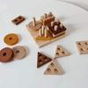 Wooden Teething Shape Sorter, Beech 4-Column Pegs, Montessori Early Learning Toy, Color Shape Matching Blocks for Toddlers