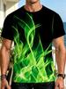 1 Pezzo T-shirt da Uomo Taglie Forti a Manica Corta - Stampa Fiamma Trasparente Full-Body Oversize Vestibilità Larga Girocollo Casual Estive, Adatto per &