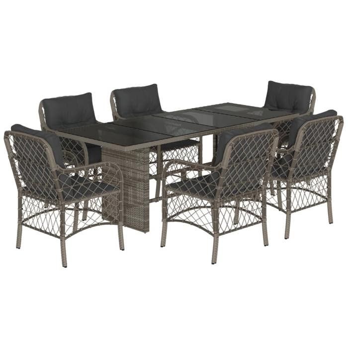 VidaXL 7-Piece Garden Dining Set with Cushions, Patio Table and Chairs, Patio Furniture, Outdoor Furniture, 3212060