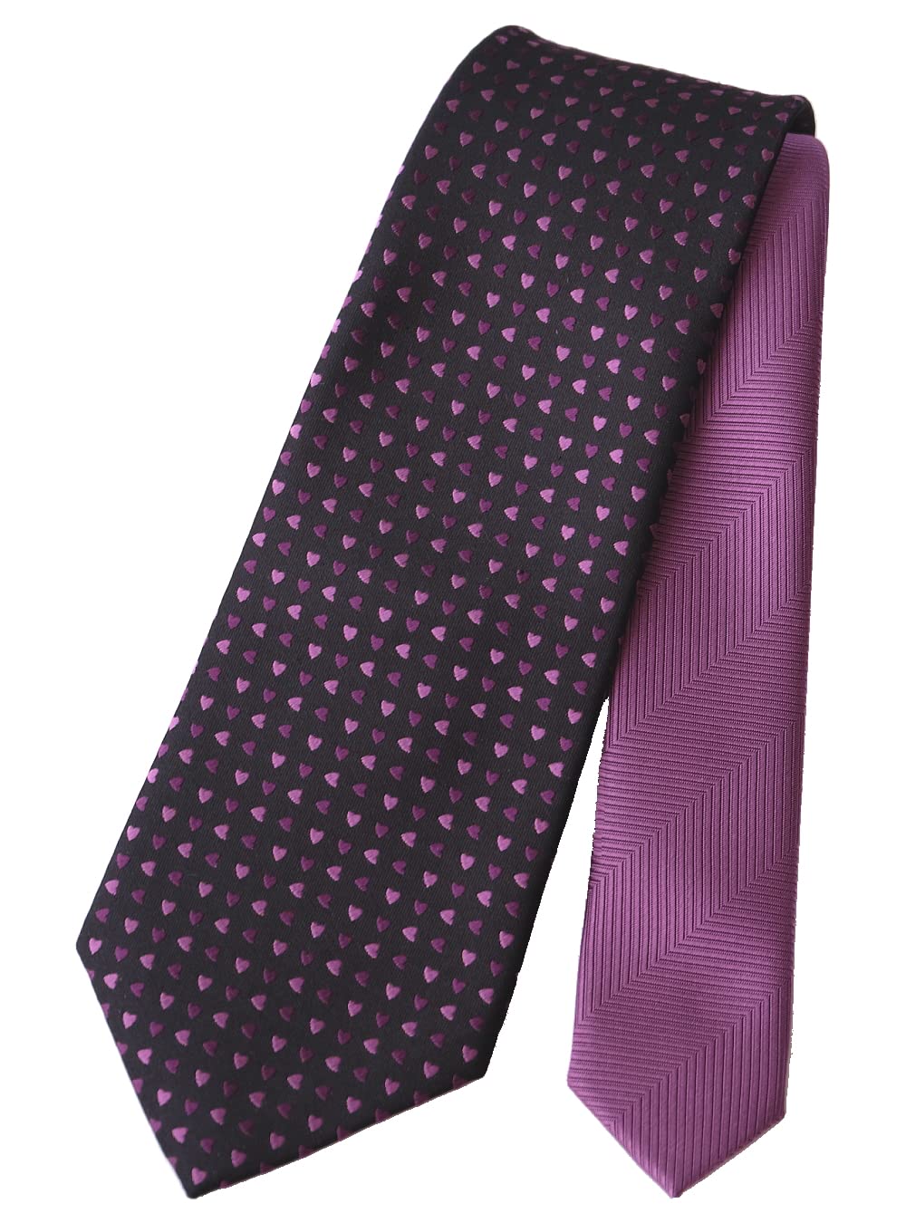 

[D+Arts] Silk Change Tie, Heart Pattern, Kyoto Nishijin Weave, Made in Japan, 3 Sizes Available, Men s & Women s (Purple, Narrow Tie)