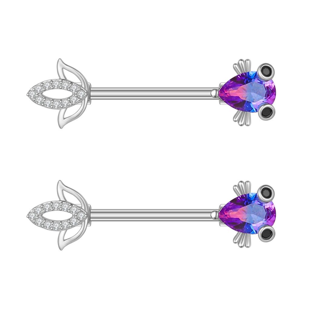 2pcs Steel Dangled Zircon Nipple Piercing Sexy Breast Cover for Women Fashion Starfish Moon Heart Shield Bar Barbell Nipple Ring