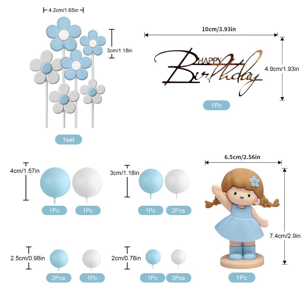 20st Flicka Tårtdekorationer Skumbollar Dekorationer Med Små Blommor För Baby Shower Födelsedag Jubileumsfest Dekorationer (Rosa)