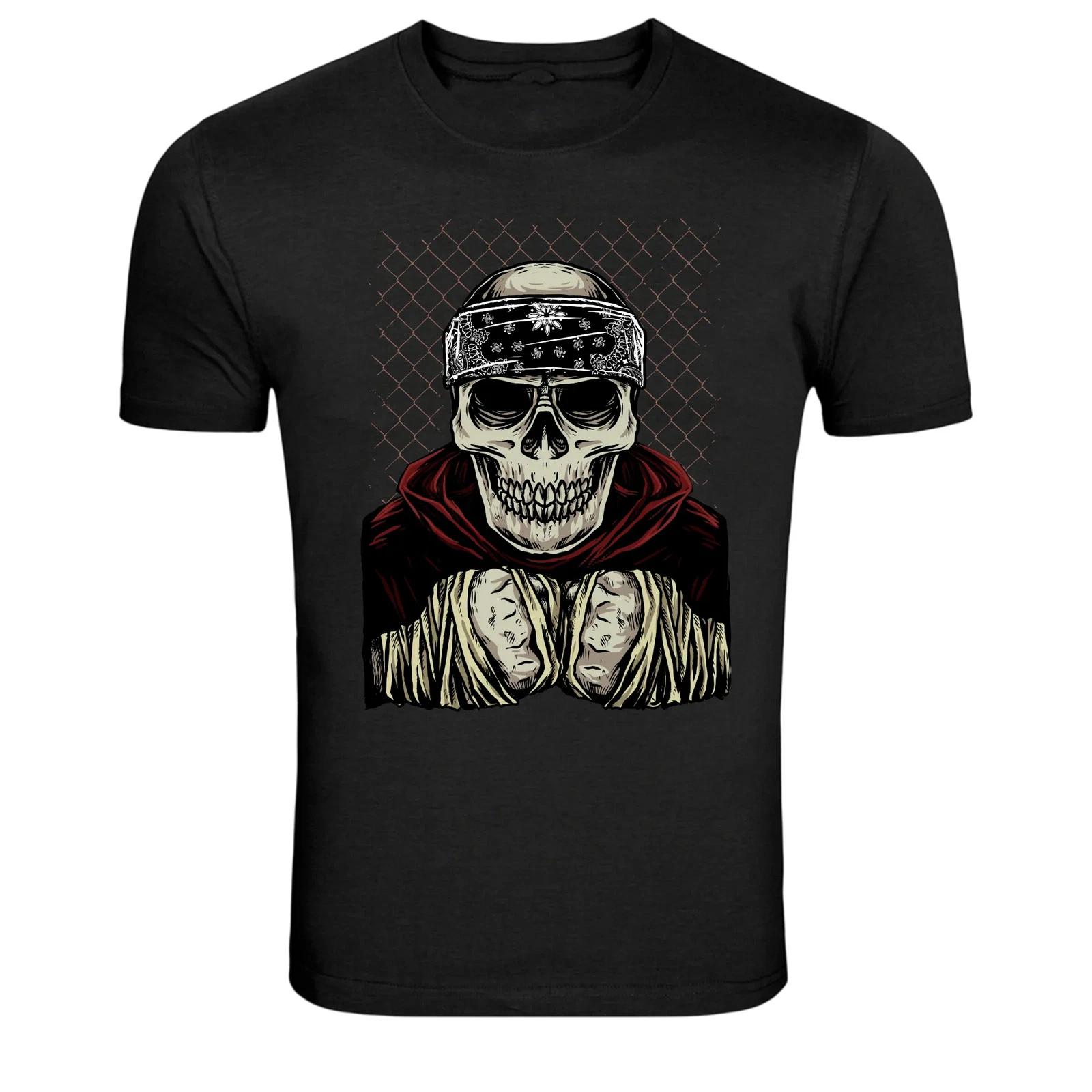 Bandana Skull Fighter Street Style Graphic T-Shirt 4XL