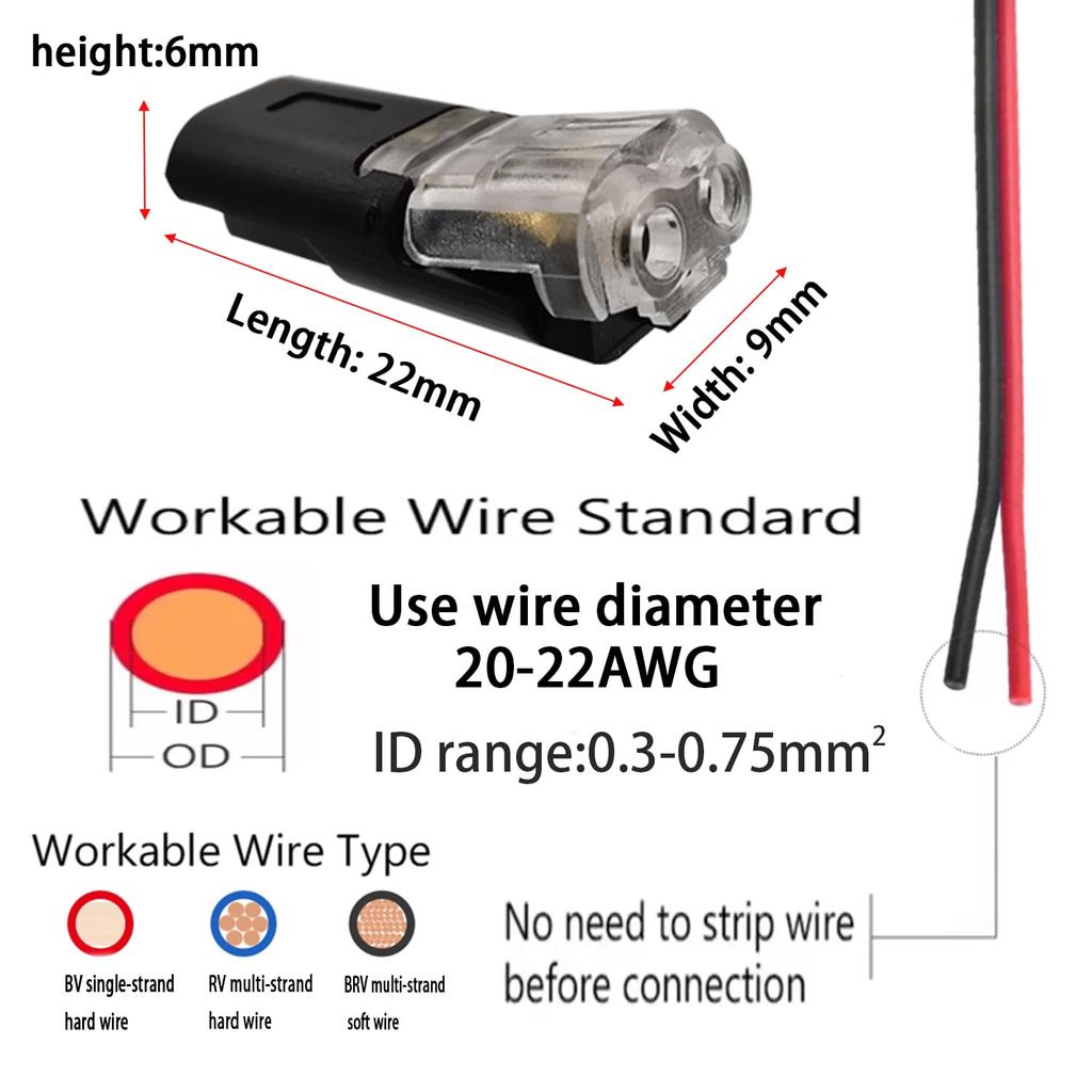 Terminal Block, CTRICALVER 2 Pin Terminal Block, Wire Branch Connector, Simple and Fast Wiring