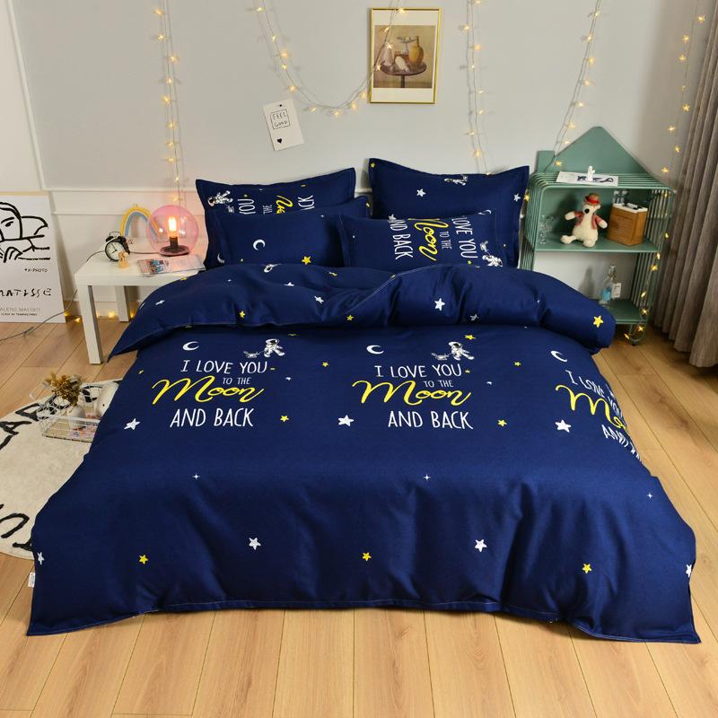 Autumn Winter Pure Cotton Brushed 4 Piece Bedding Set Simple Striped Thick Bed Sheet Duvet Cover All Cotton Bed Supplies 3 Piece Set With Pillowcase