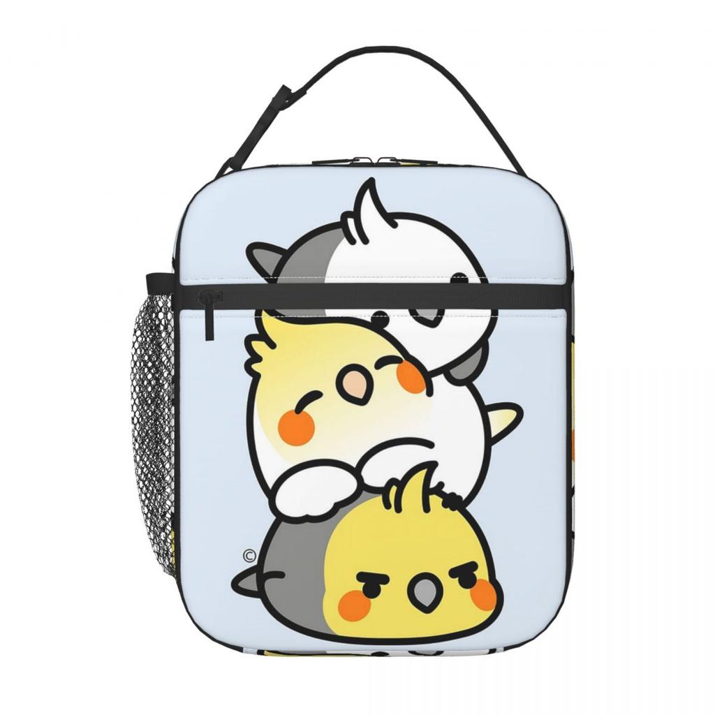 Pet Birds Cute Cockatiel Budgie Parrot Insulated Lunch Bag for Women Kids Portable Food Boxes Thermal Lunch Box Tote