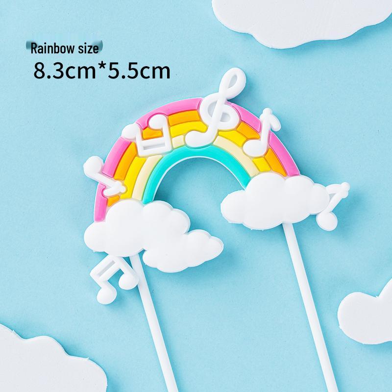 Double Layer Rainbow Balloon Cake Topper: Colorful Happy Birthday Decoration