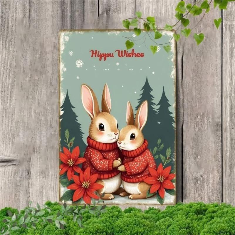 Vintage Merry Christmas Metal Sign, Retro Holiday Wall Decor 20x30cm