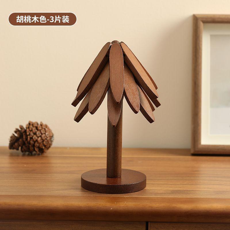 

3/4/5PCS/set Tree Design Stand Bamboo Wooden Trivets Decorative Anti Scald Heat Resistant Table Mat Coaster Wood Placemats Pot L