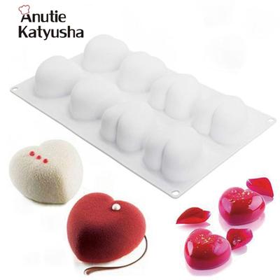 Moules à gâteaux en Mousse en forme d'amour en Silicone résistant à la chaleur à 8 cellules, outils de cuisson, moule à gâteaux en éponge DIY