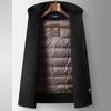 Mens Wool Blend Hooded Winter Coat With Removable Down Inner Liner Lightweight Warm Business Casual Outerwear