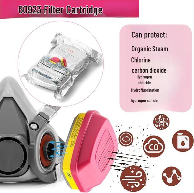 Gas Mask with 60923/21/26 Filter for Paint, Pesticide, Odor, and Chemical Protection