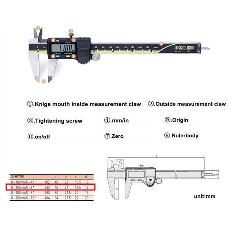 150MM 200MM 300MM CNC Calipers digital vernier caliper original micrometer Digital Caliper