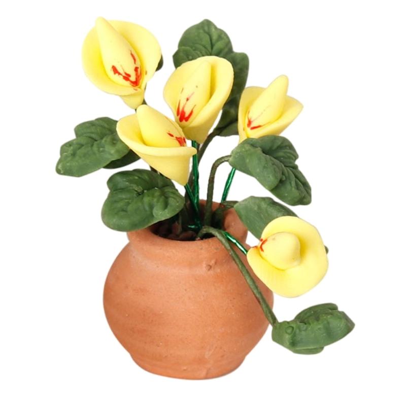 Garten Künstlich Grün Calla Miniatur Pflanzenmodell Puppenhäuser Pflanzzubehör Realistisches Spielset 1:12