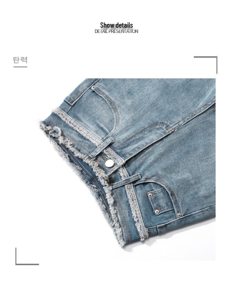 Damskie letnie dżinsy typu cigarette z prostą nogawką i wysokim stanem, w jasnym odcieniu