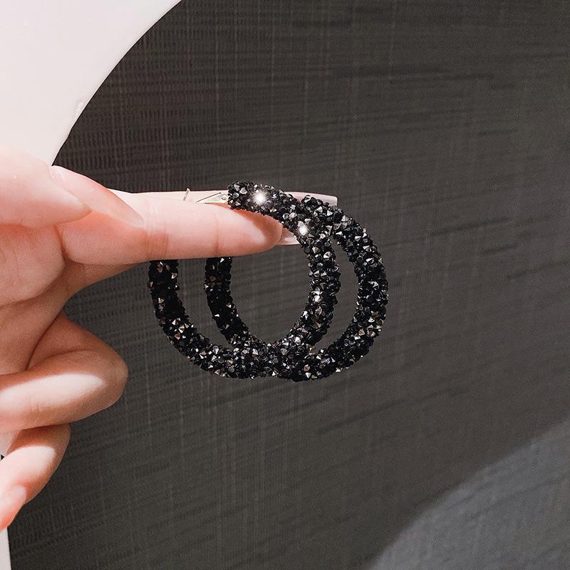 Trendy High-End Full Diamond Circle Earrings