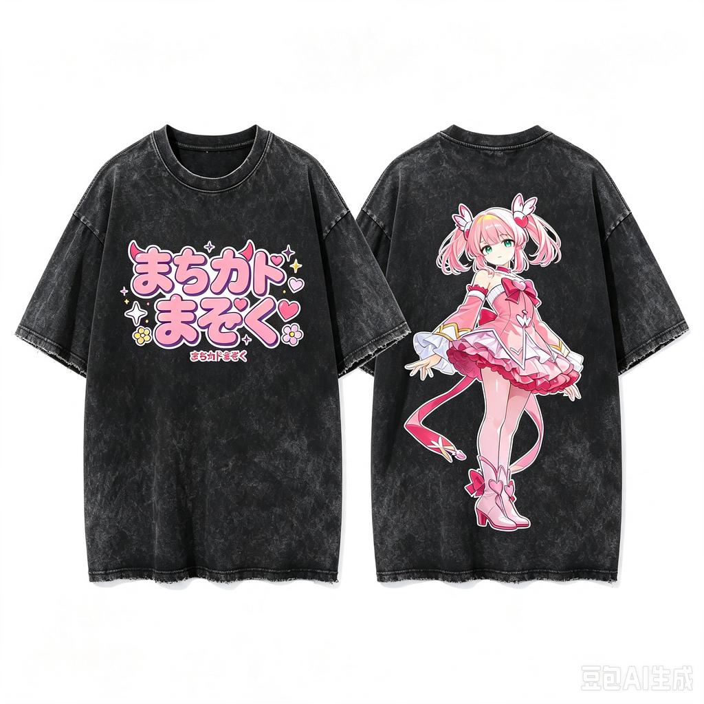 Yoshida Yuko & Chiyoda Momo Machikado Mazoku Front Print Crew Neck Comfortable Women And Men Fashion T Shirt