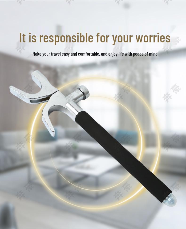 Adjustable Telescopic Anti-Theft Steering Wheel Lock with Window Hammer & Metal U-Lock