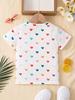 2024 Children's Clothing Girl T-Shirt Short Sleeve Child T-Shirt Vibrant Heart Graphic Casual Kids Summer Clothes Girl Top Tees