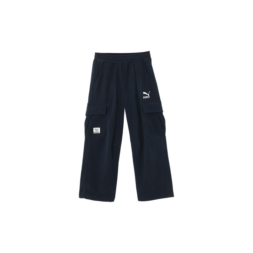 Puma Sportstyle Series Cargo Straight-Leg Casual Fleece Work Pants Kids bottoms Dark-Blue 950001-02