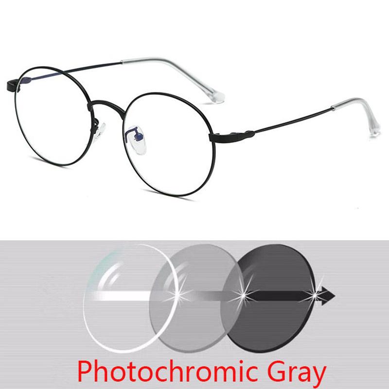 -0.5 -1.0 -1.5 -2.0...-6.0 Radiation Protection Round Eyewear Women Metal Spectacles Men Optical Glasses