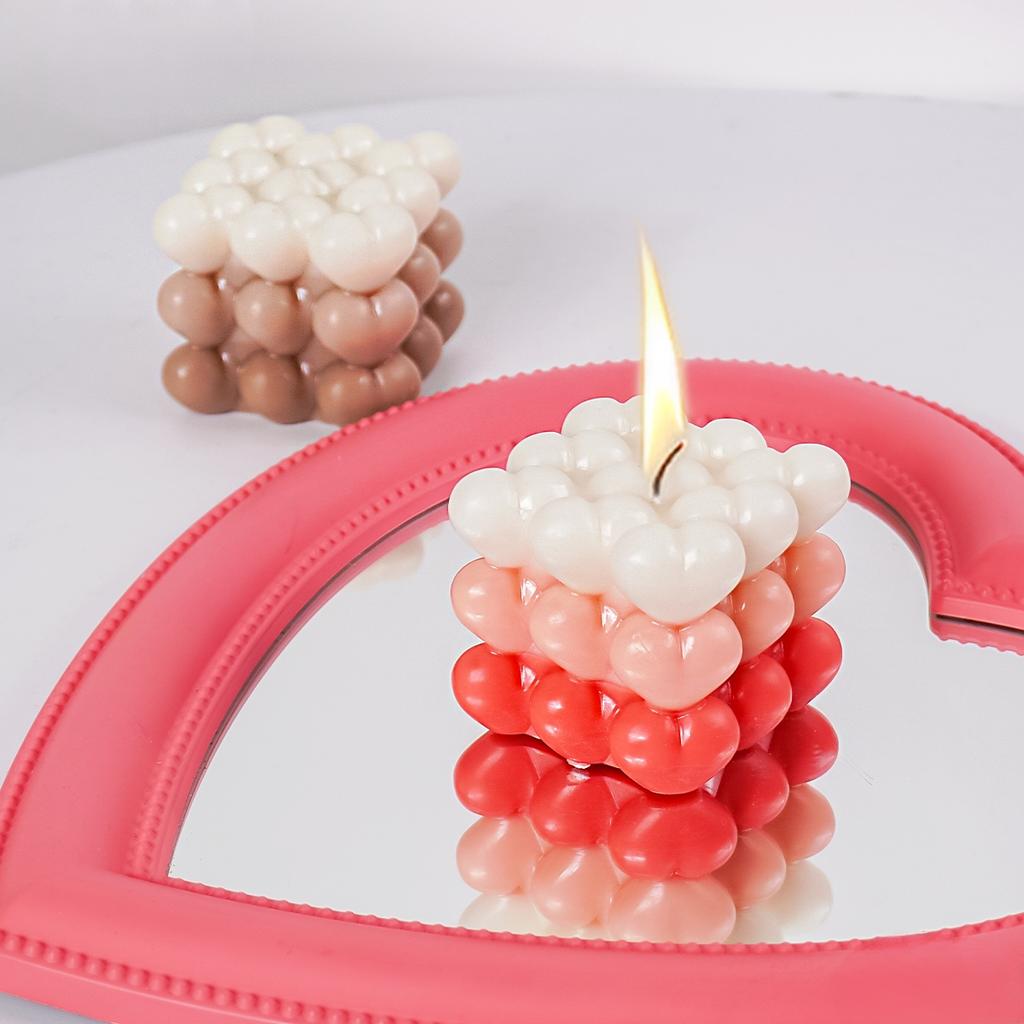 Liebesblasenkerze Silikonform DIY Aromakerzenherstellungszubehör Gipsseifenform DIY Herzblasenwürfel Valentinstagsgeschenke