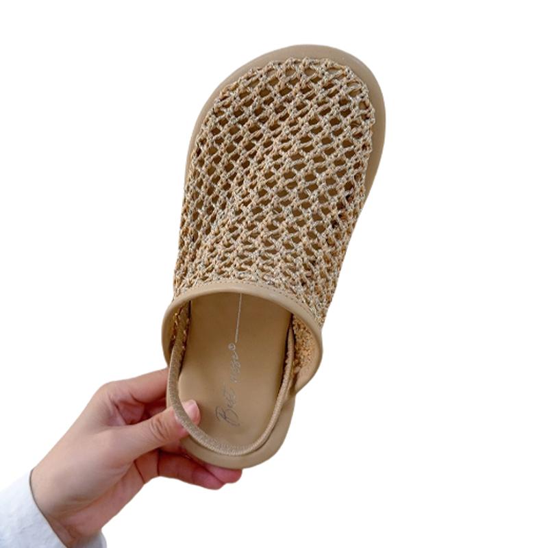 Fashion Flats Women Slingback Slippers Mesh Designer Mules Shoes Fashion Sandals Summer Woman 2025 New Slides Dress Chanclas De Mujer