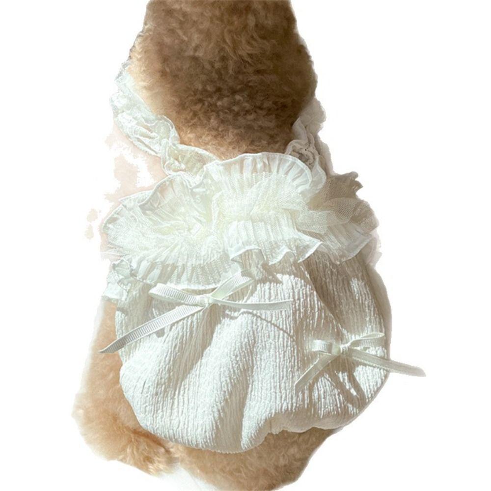 Breathable Summer Pet Vest Soft Cat Princess Skirt Fashion Pet White Lace Camisole Poodle