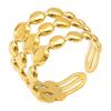Neuer Offener Verstellbarer Ring Blatt Schlange Herz Echt Vergoldeter Edelstahl Ringe Für Frauen Männer Zubehör Mehrschichtiger Schmuck