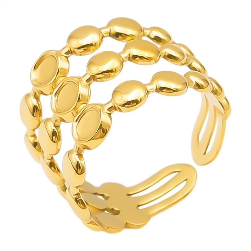 Neuer Offener Verstellbarer Ring Blatt Schlange Herz Echt Vergoldeter Edelstahl Ringe Für Frauen Männer Zubehör Mehrschichtiger Schmuck