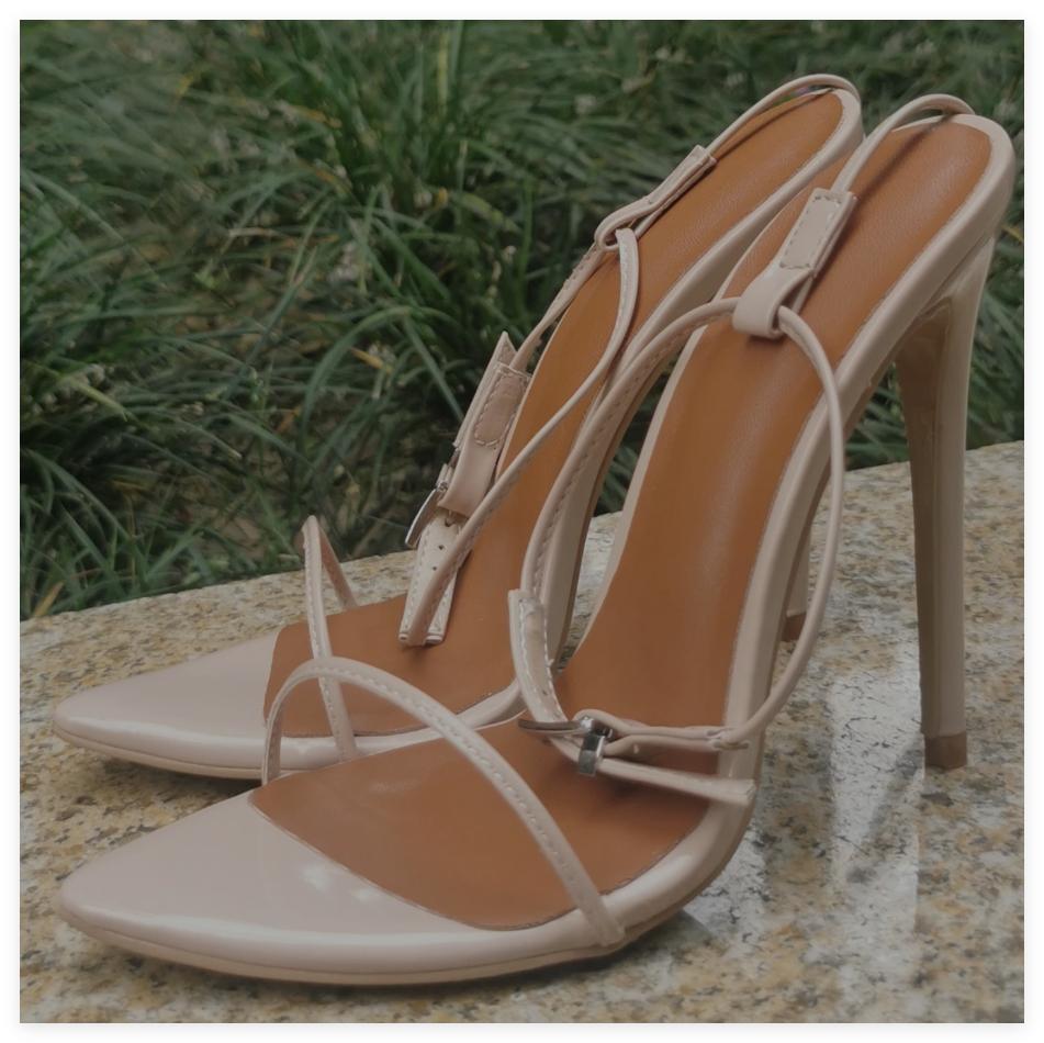 Women's Stiletto High Heeled Sandals Sexy Strappy Open Toe Black Red White Heels Wedding Party Evening Prom Dance Dressy Shoe