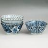 Multi-Purpose Bowl, Indigo, Varied Designs, Gift Box Included, Made In Japan, Diameter 15.5 Cm, Set of 5