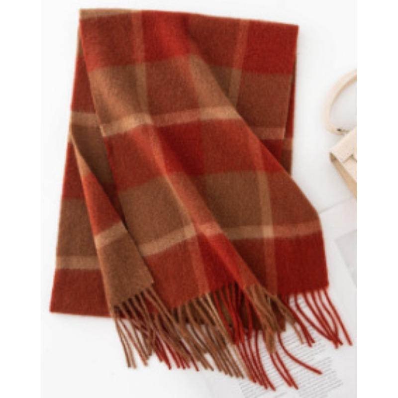 Thickened Autumn and Winter Plaid Wool Scarf Atmosphere Women's Versatile Warm Wool Wool Scarf Comfortable Shawl