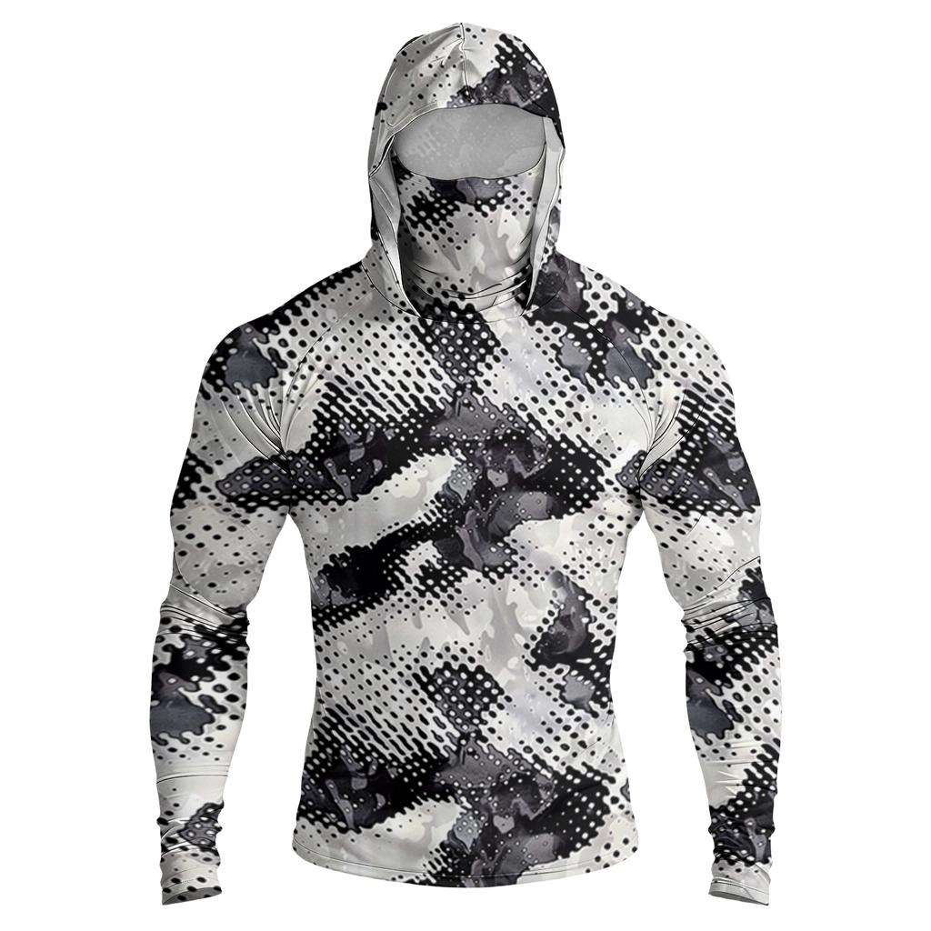 Camicia Casual da Uomo con Cappuccio e Maniche Lunghe a Spalla Cadente