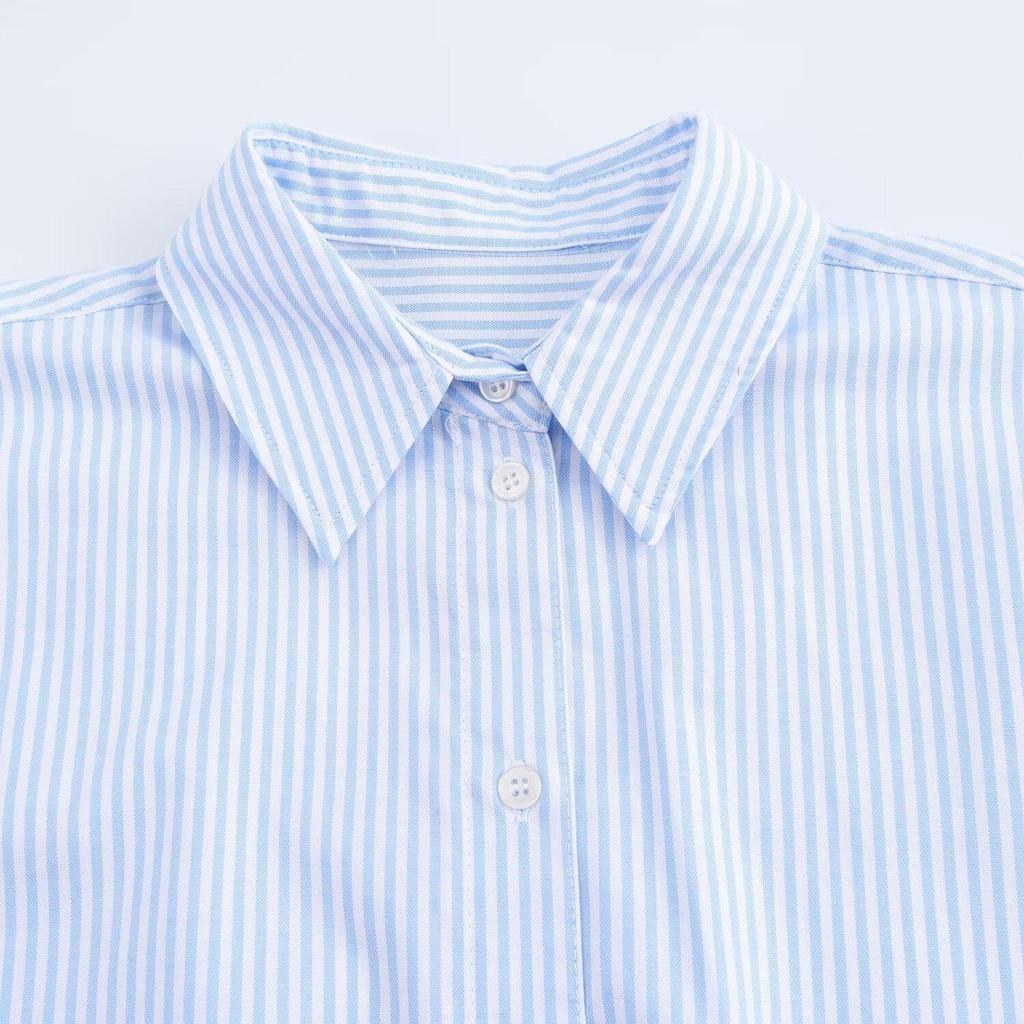 ZARZ DIY Women's Versatile Fashion Striped Oxford Shirt