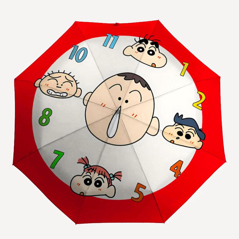 

1pc Crayon Shin chan Clock Faces Automatic Open/Close Folding Umbrella, Windproof 8 Rib Construction, Lightweight Travel Umbrella,a0903211