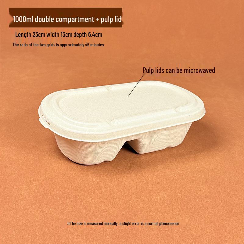 Eco-friendly Three-Compartment Disposable Bento Box – Microwaveable Paper Lunch Container for Salads and Light Meals