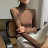 Turtleneck Undershirt Thin Velvet Slim Solid Color Women's Long Sleeved Pullover Simple Casual Korean Fashion Autumn Winter