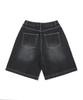 CHAMBROS Wide Non-Faded Single-Pleat Bermuda Denim Half Pants [Washed Black]