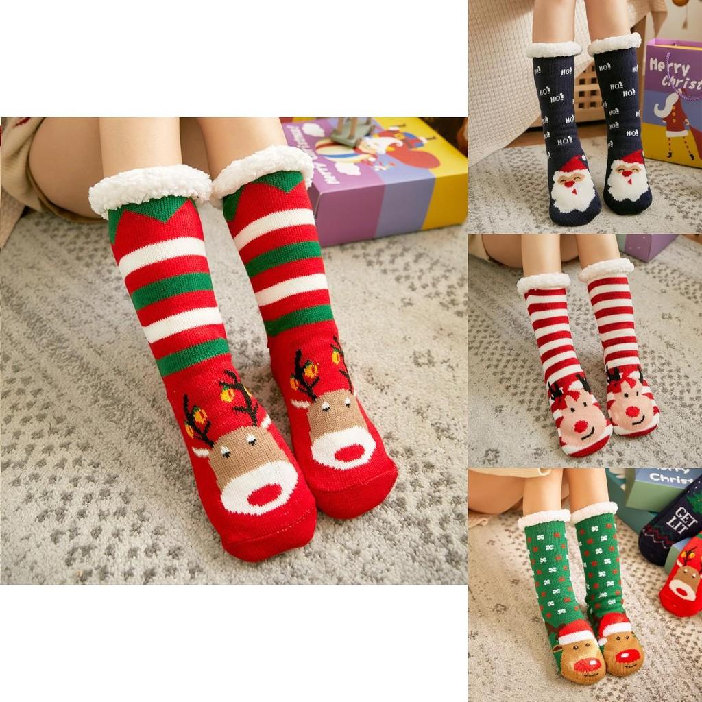 Festliche Weihnachts-Hausschuhe mit weichem Faux-Fleece-Futter und Grippsohlen