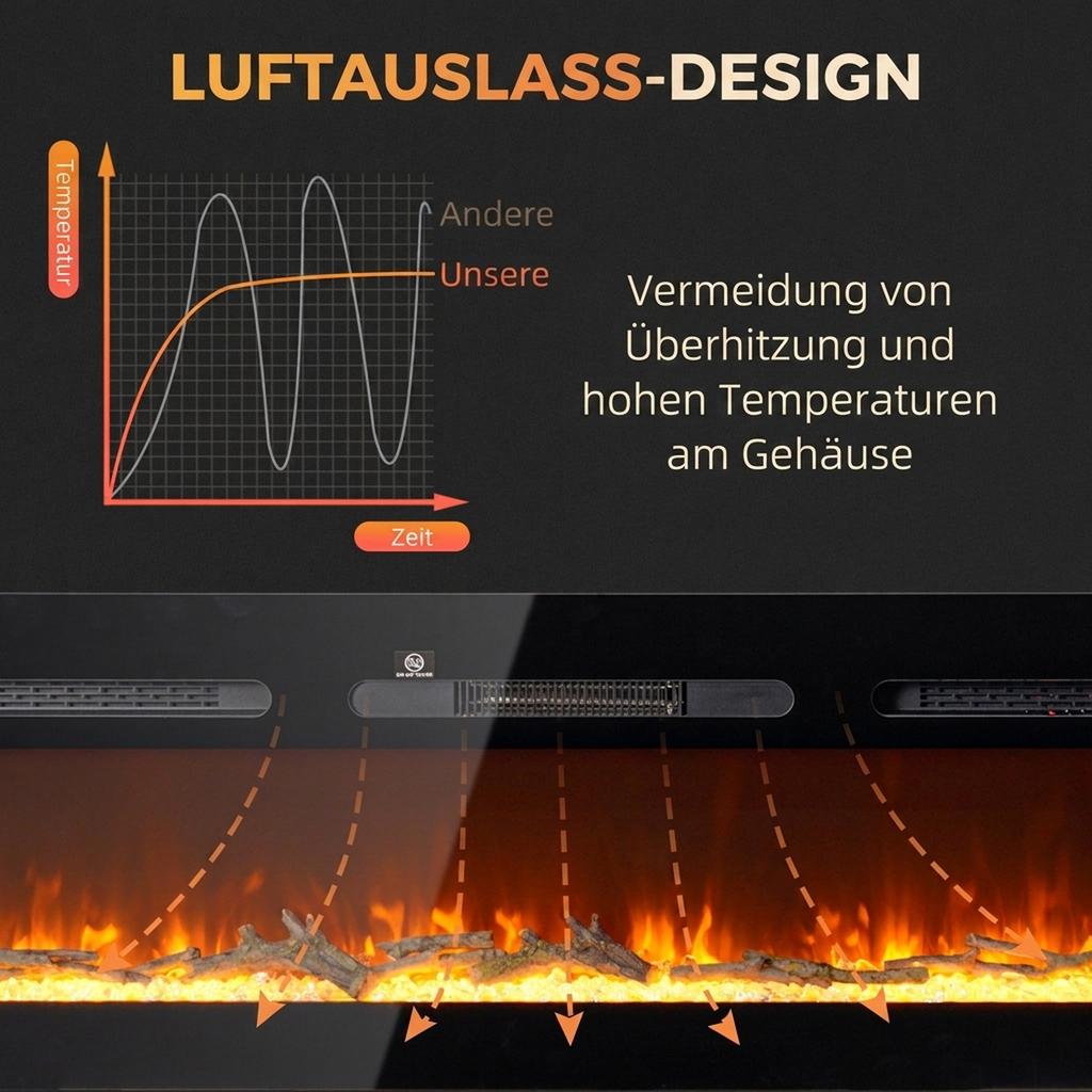 Electric Fireplace with Heater 1800 W LED 3D Flame Effect 152.4cm Black