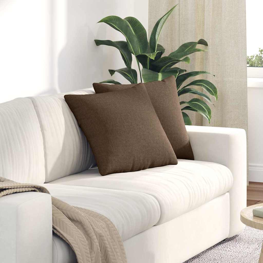 Sofa Cushions 2 Pcs Brown 45 X 45 Cm Fabric